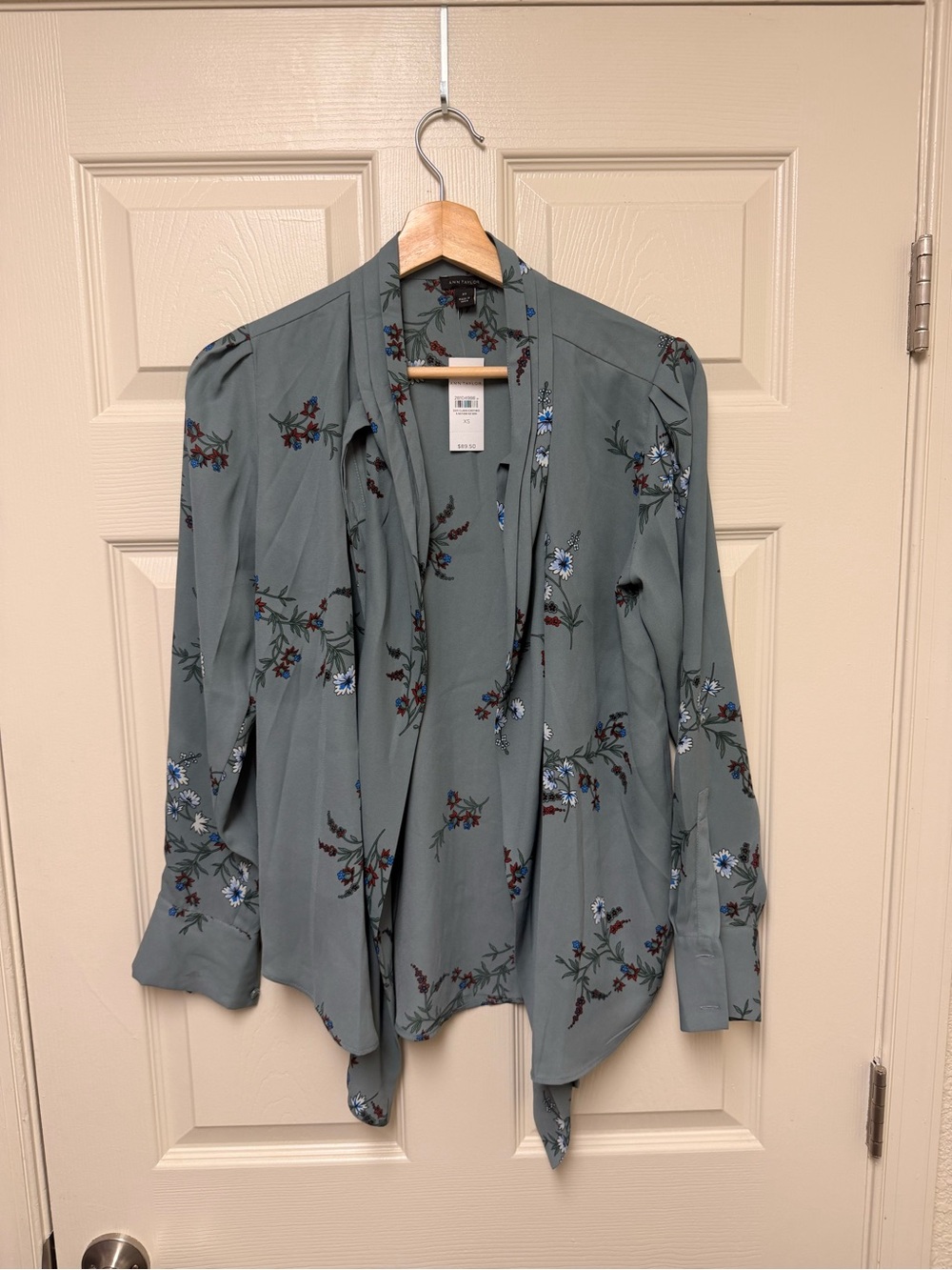 Ann Taylor Sage Green Floral Draped Tunic